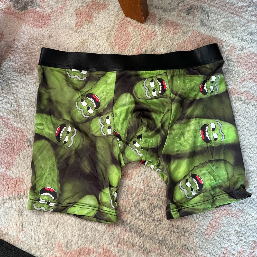 Green Cartoon Pickle Print Boxer Briefs
